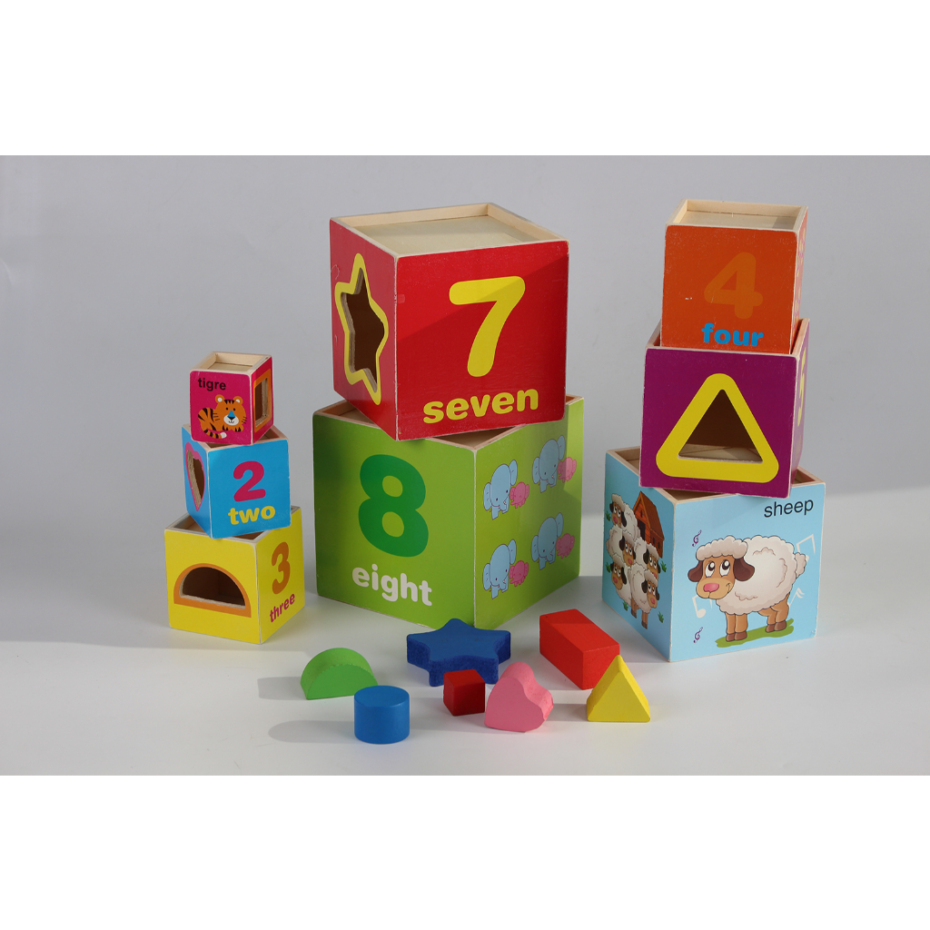 🧸 กล่องไม้เรียงซ้อน เสริมพัฒนาการเด็ก (Wooden Stacking Blocks) (ลดแหลกส่งท้ายปีเก่า ต้อนรับวันเด็ก)