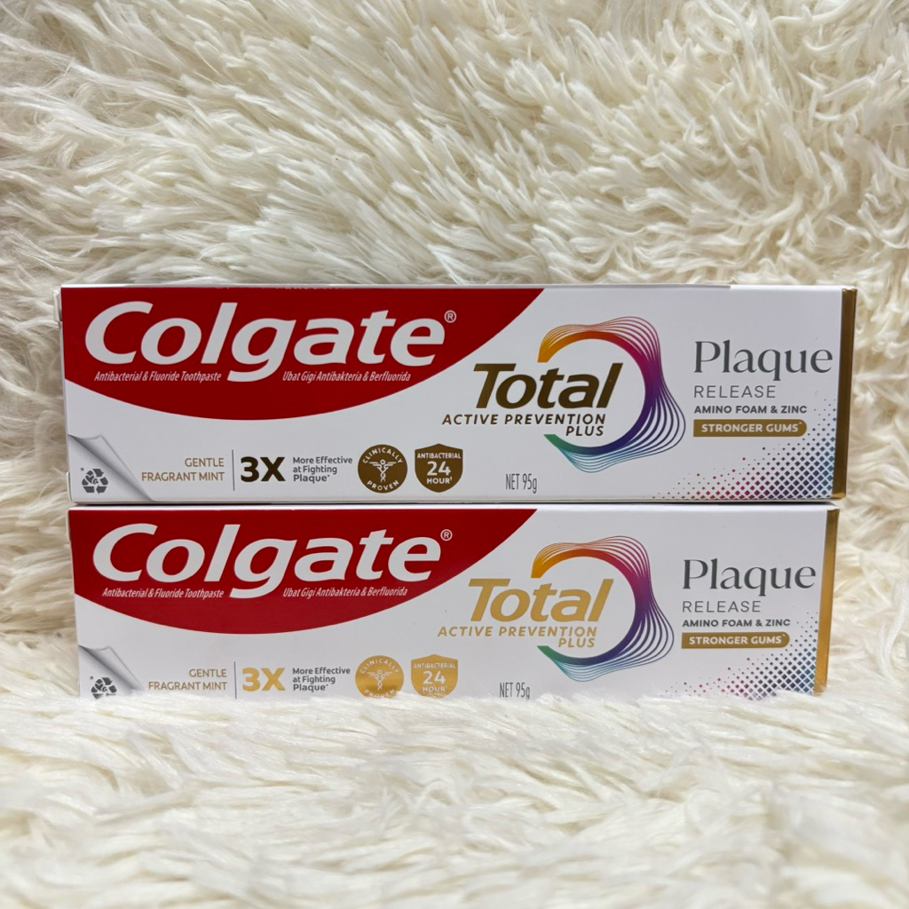 [แพ็คคู่] Colgate Toothpaste Total Plaque Release Gentle Mint 95 g Packageใหม่ ยาสีฟัน คอลเกต พลัค รีลีส เจนเทิล มิ้นท์
