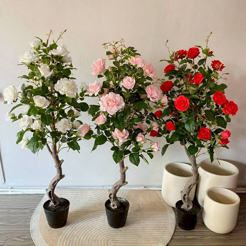 ต้นกุหลาบปลอม ต้นไม้แต่งบ้าน ทนแดด ทนฝน บ้านและสวน (ส่งจากไทย)Plant-RSS