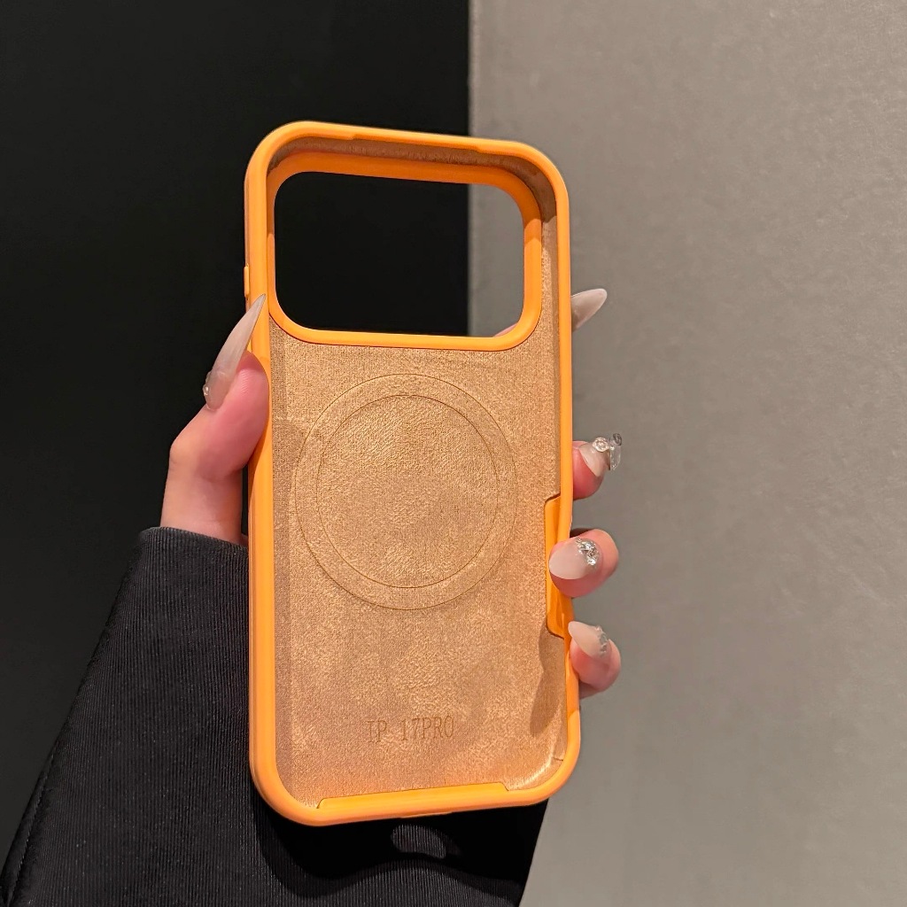 ใหม่ สีส้ม งานกำมะหยี่ เคสซิลิโคนชาร์จไร้สายวงแหวนแม่เหล็ก for iPhone11’12’13’14’15’16’17’PRO’MAX 16Promax 17PROMAX i17 ราคา ถูกที่สุด ดีลบีเคเค แกลเลอรีภาพที่ 4