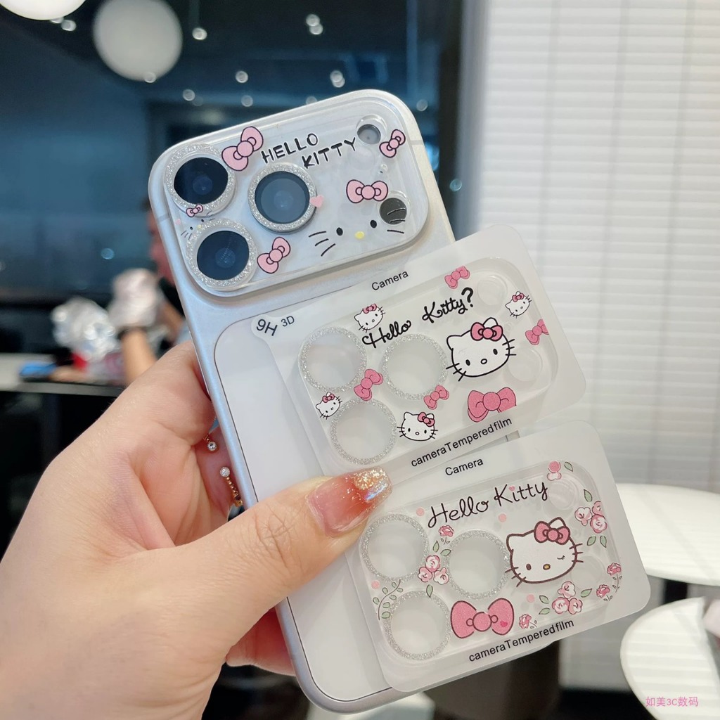 ฟิล์มเลนส์ การ์ตูน น่ารัก ติดง่าย Camera Flash Film Diamond Tempered Glass, Anti-scratch Lens IPHONE 16 17 POR MAX N202