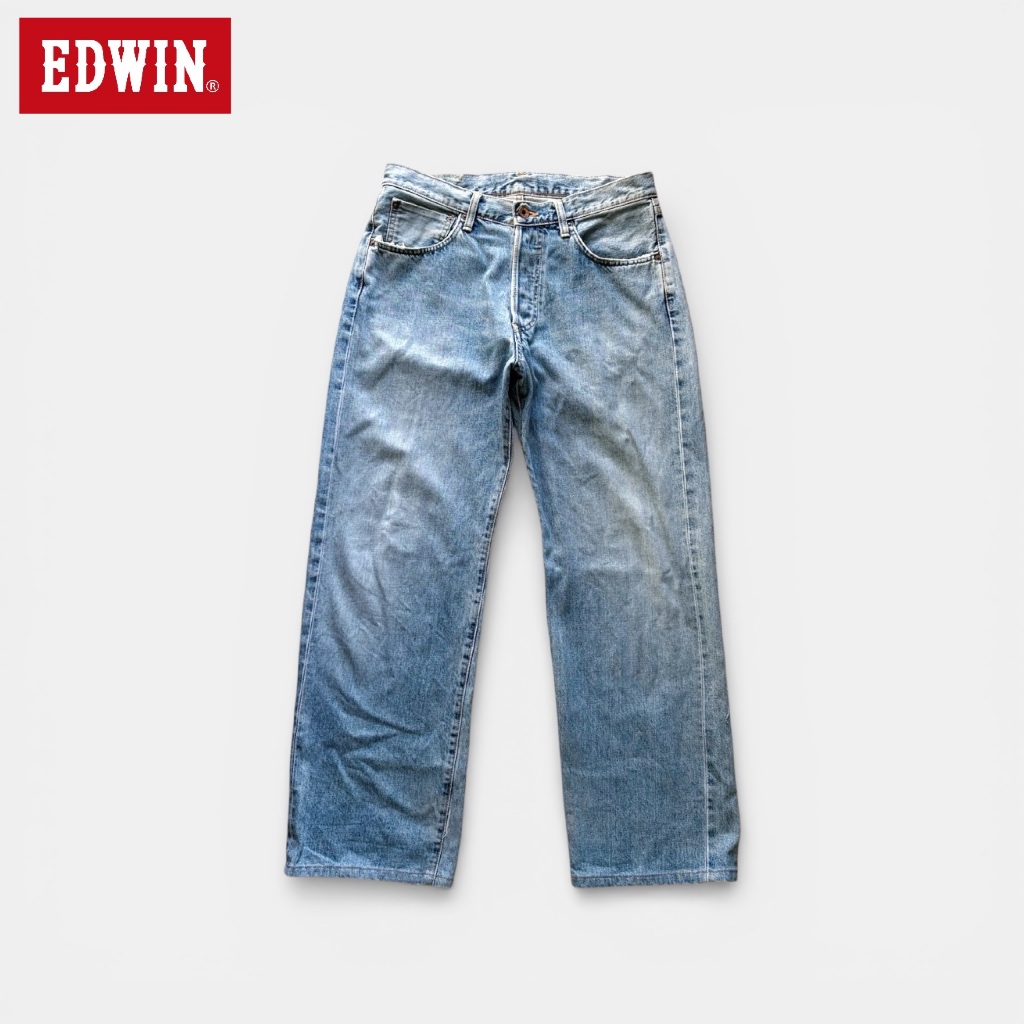 กางเกงยีนส์มือสอง Edwin 505 X  ริมแดง Made in Japan เอว 33 ยาว 40 ปลายขา 9.5 📌 มีเก็บงานปลายขา 1จุด