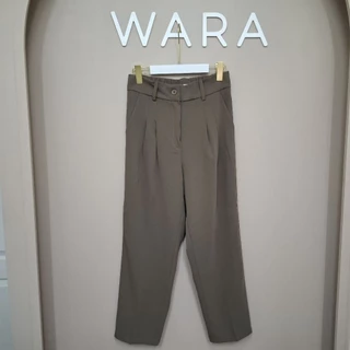 [ L1 ] WARA กางเกงขายาวจีบคู่ กระดุมหน้า สม็อคหลัง ผ้าลิลลี่พรีเมี่ยม