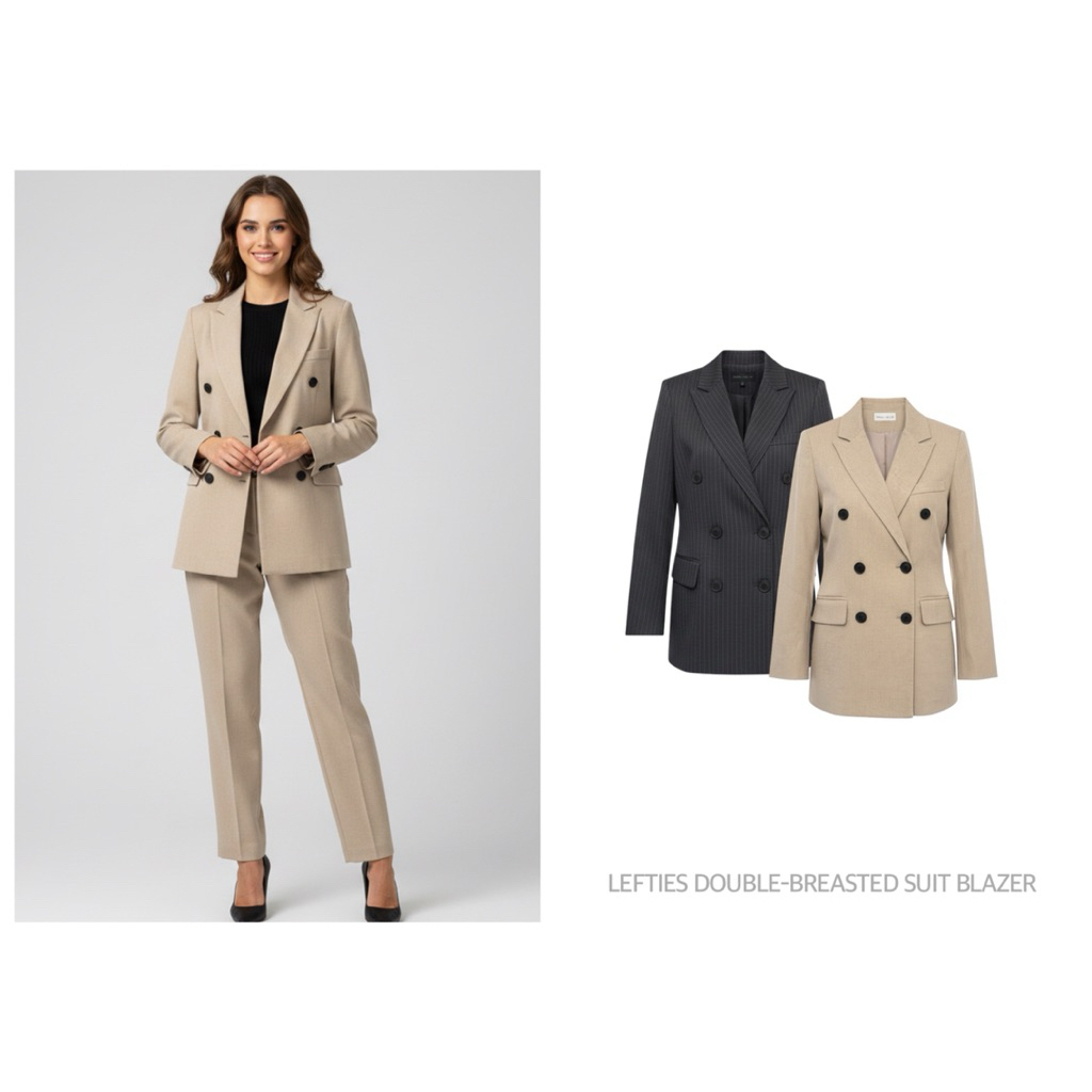 LEFTIES เสื้อเบลเซอร์ ใส่ทำงาน คอปก แขนยาว DOUBLE-BREASTED SUIT BLAZER (C0404)