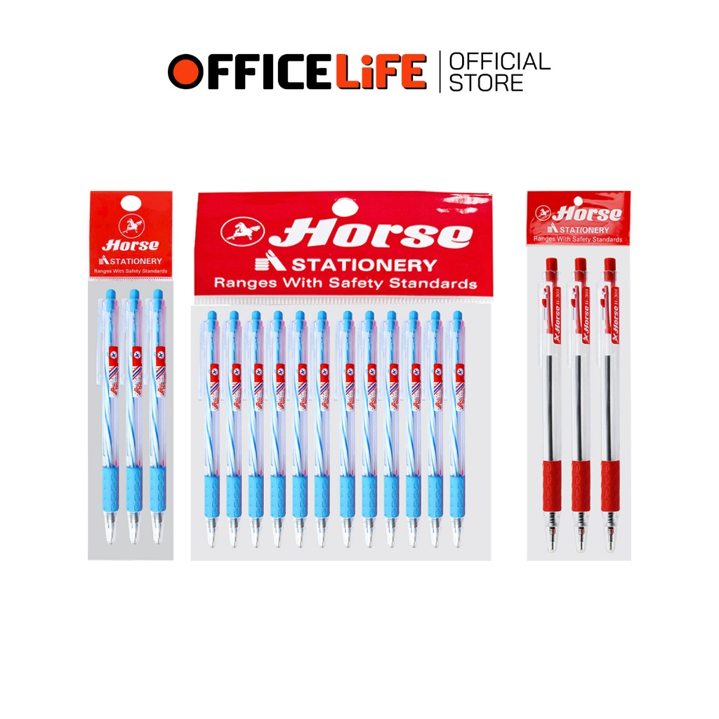 Horse (ตราม้า) ปากกาลูกลื่น ปากกา รุ่น H-301 ขนาด 0.5 mm. ( แพ็ค )