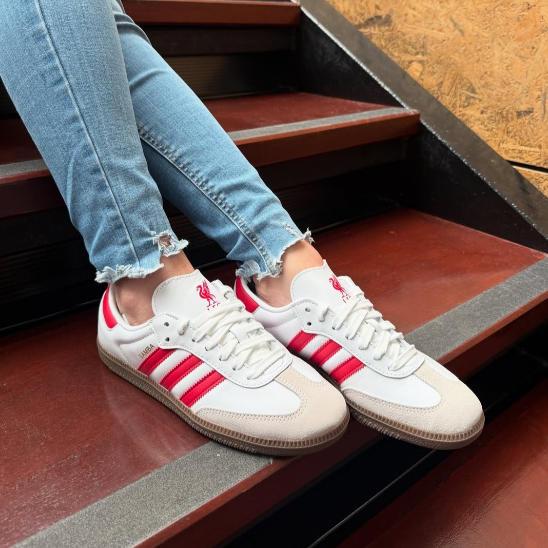 【ของแท้ 100%】Liverpool x Adidas Origins Samba Low Help White Red