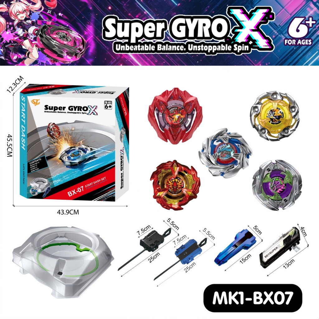 Super GYRO X ชุดลูกข่างต่อสู้โลหะ พร้อมสนามลูกข่าง สำหรับแข่งขัน หมุนเร็วแรง ของขวัญวันเกิด