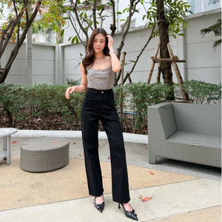 ยีนส์SARAN SR066 กางเกงยีนส์กระบอกกลางผ้ายืด ไม่มีฝาปิด