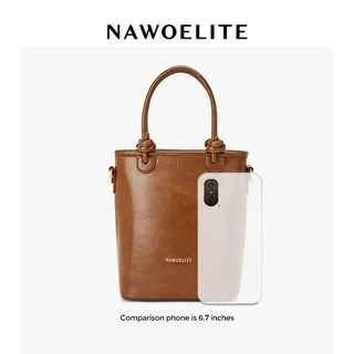 NAWOELITE Mini Bag กระเป๋าถือสะพายข้างหนังแท้ PU สไตล์ย้อนยุคสีน้ำตาลสำหรับฤดูร้อน/Crossbody Bags/กระเป๋า