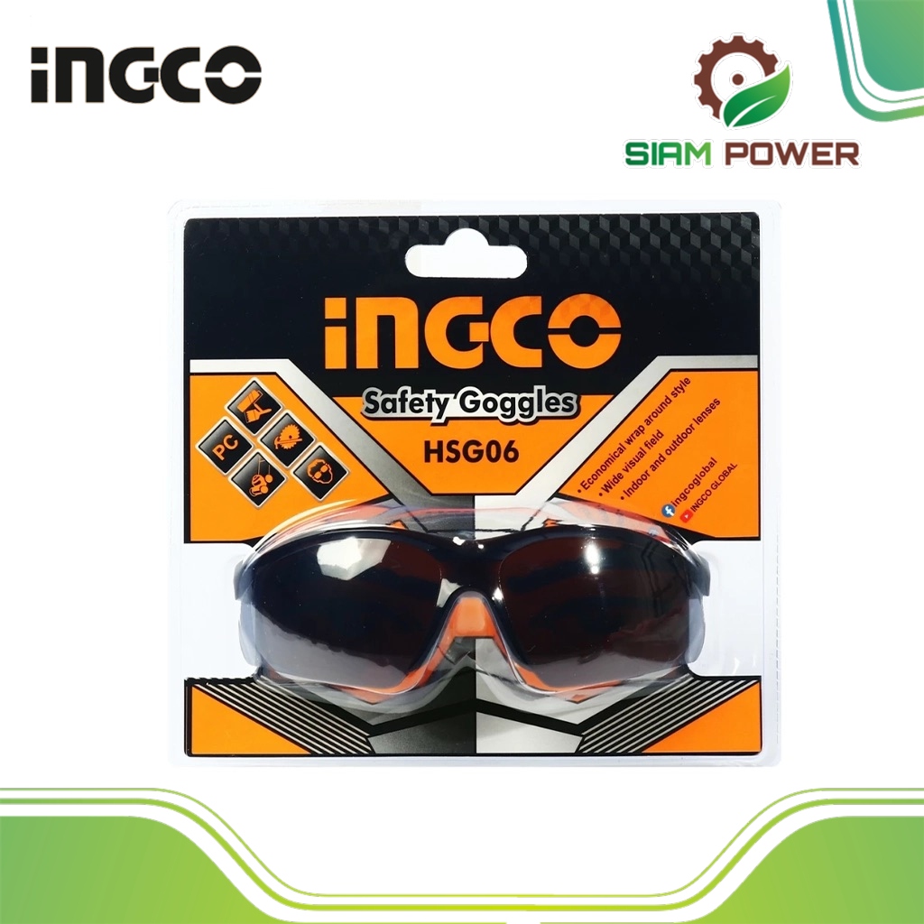 แว่นตาเซฟตี้กันแสงแดด INGCO รุ่น HSG06 วัสดุเลนส์ โพลีคาร์บอเนต