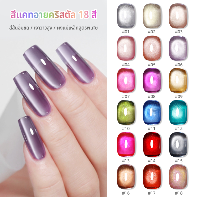 Nawoelite สีลูกแก้ว สีทาเล็บเจล ชุดตัดเล็บ เจลทาเล็บตาแมว 18 สี ใสสะอาดแวววาว ให้ปลายนิ้วดุจคริสตัล ต้องอบด้วยไฟ LED/UV