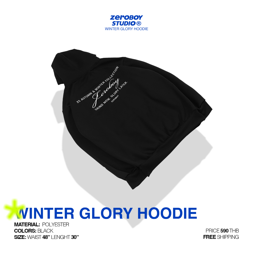 ZEROBOY – WINTER GLORY HOODIE/25 ” เสื้อสำลีโลโก้สีขาว ” ราคา ถูกที่สุด ดีลบีเคเค แกลเลอรีภาพที่ 4
