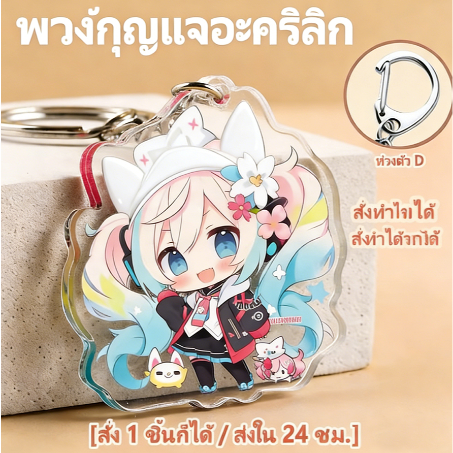 พวงกุญแจของที่ระลึก สั่งทำรูปได้ตามใจ อะคริลิค 4 มม พิมพ์ UV สีสด ชิ้นงานเนี๊ยบ DIY - รูปที่ 3