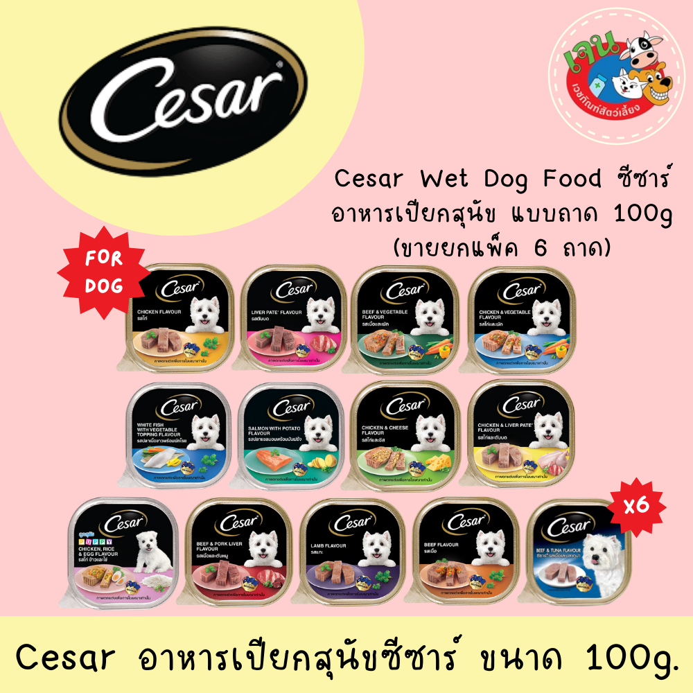 Cesarอาหารเปียกสุนัขซีซาร์ ขนาด 100 กรัม ครบทุกรส (ขายแพ็ค6ถาด)