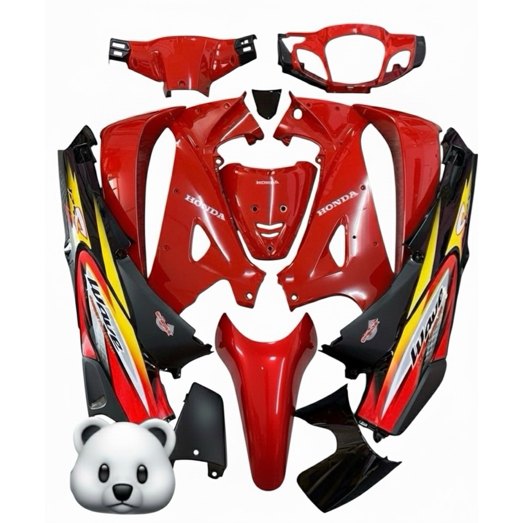 ชุดสีเวฟ125S หัวเถิก ไมล์ดิจิตอล กุญแจเล็ก สีแดงดำใต้เบาะตัดด้านเแบบแท้ พร้อมติดสติกเกอร์ลาย03 วัสดุabsแบบหนา