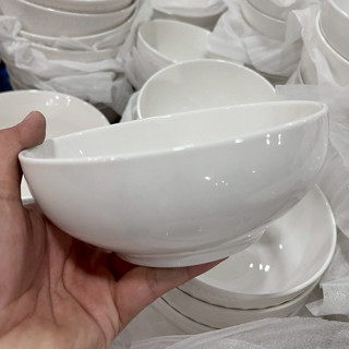 ถ้วยเซรามิก ขนาด 6 นิ้ว ถ้วยทรงกลม ชามลายสีขาวเงา ทำจากเซราม…