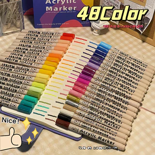 ปากกามาร์กเกอร์อะคริลิค Acrylic Marker 12/24/36 สี กันน้ำ สีสด แห้งเร็ว ปลายนิ่ม วาดรูป DIY เขียนไม้ แก้ว หิน ผ้า กระดาษ