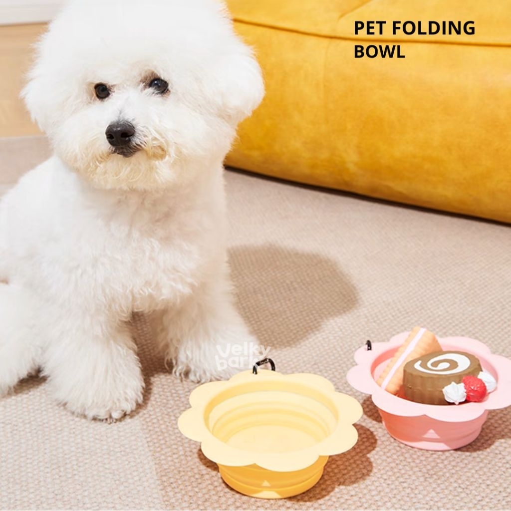 VELKYBARK [พร้อมส่ง] ชามซิลิโคนสุนัข ชามอาหารสุนัขพกพา ชามซิลิโคนพับได้ Silicone Pet Bowl Food Grade✅ รูปที่ 4