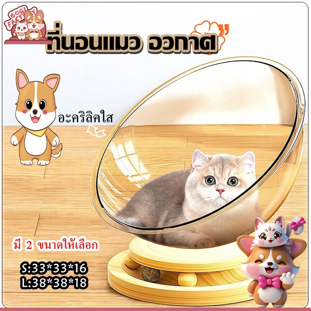 Boqi Factory ที่นอนแมวอวกาศ โดมแมว หลุมอวกาศ ของเล่นแมว 2 in 1 คอนโดแมว Catbowl