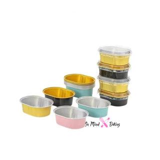 (แพค100 ใบ)ถ้วยฟอยล์อลูมิเนียม+ฝา วงรี ขนาด 68 ml ทนความร้อนสูง อบได้