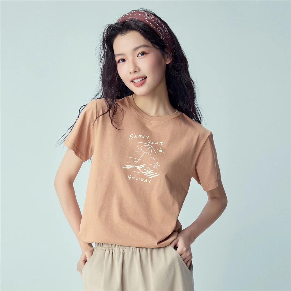 GIORDANO (Online Exclusive) เสื้อยืดผู้หญิง Women's Regular Printed Tee 13396301