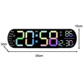 （จัดส่งจากกรุงเทพฯ）นาฬิกาดิจิตอลแขวนผนัง LED RGB พร้อมรีโมทคอนโทรล | แสดงเวลา อุณหภูมิ ปรับแสงกลางคืน มัลติฟังก์ชั่น