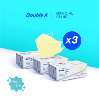 [3 กล่อง 3D] Double A Care หน้ากากอนามัยทางการแพทย์ 3D V-SHAPE 50 ชิ้น/กล่อง จำหน่าย 3 กล่อง