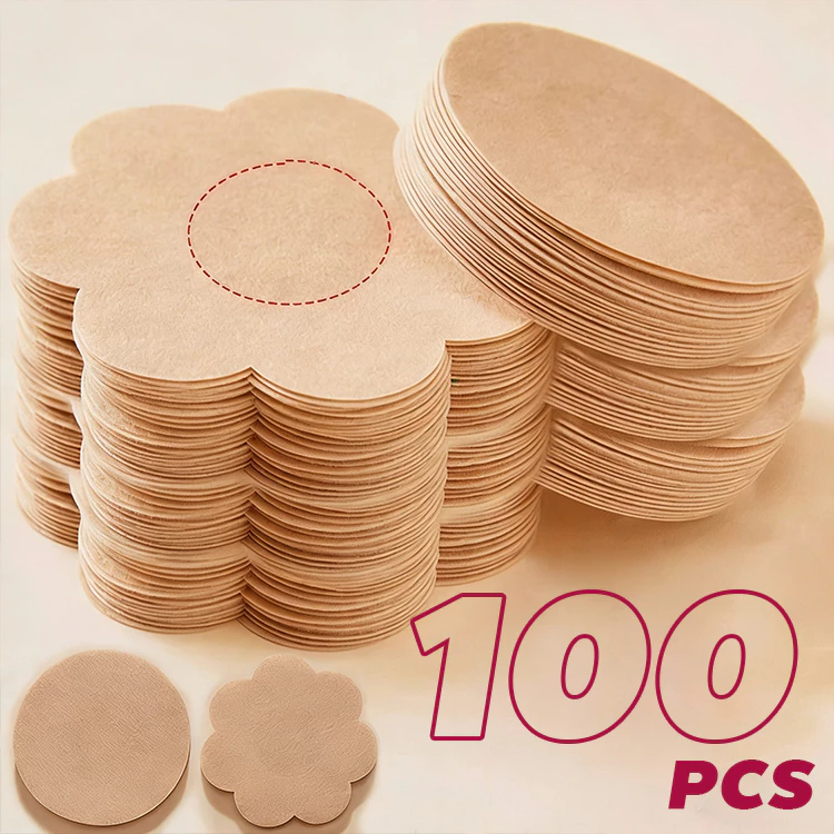 【ซื้อ50ให้50】แผ่นปิดหน้าอก 100ชิ้น ใช้ครั้งเดียว ทรงกลม/ดอกไม้ ระบายอากาศดี ใช้ได้ทั้งหญิงชาย แบบมองไม่เห็น