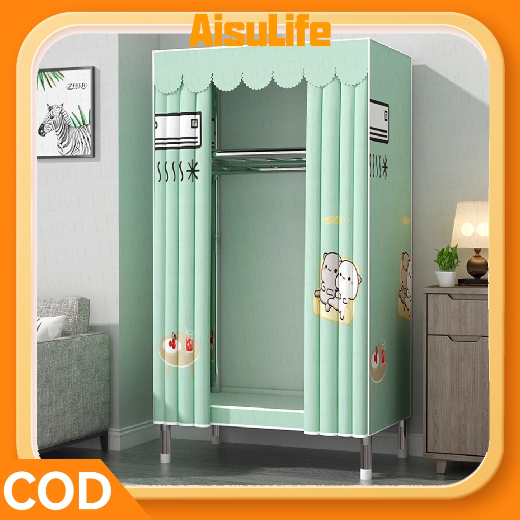 AisuLife 30MM ตู้เสื้อผ้า ไม่ต้องประกอบ ตู้ผ้า 215CM wardrobe ความจุสูง m ตู้เสื้อผ้าเหล็ก รับน้ำหนั