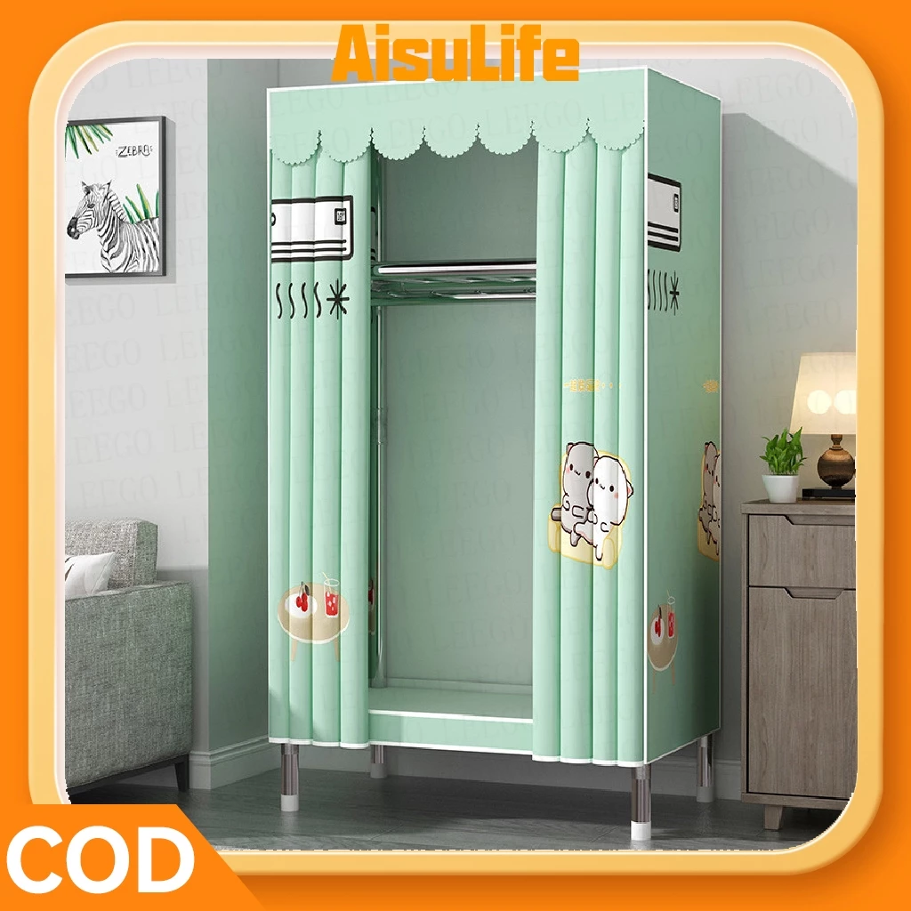 AisuLife 30MM ตู้เสื้อผ้า ไม่ต้องประกอบ ตู้ผ้า 215CM wardrobe ความจุสูง m ตู้เสื้อผ้าเหล็ก รับน้ำหนักได้