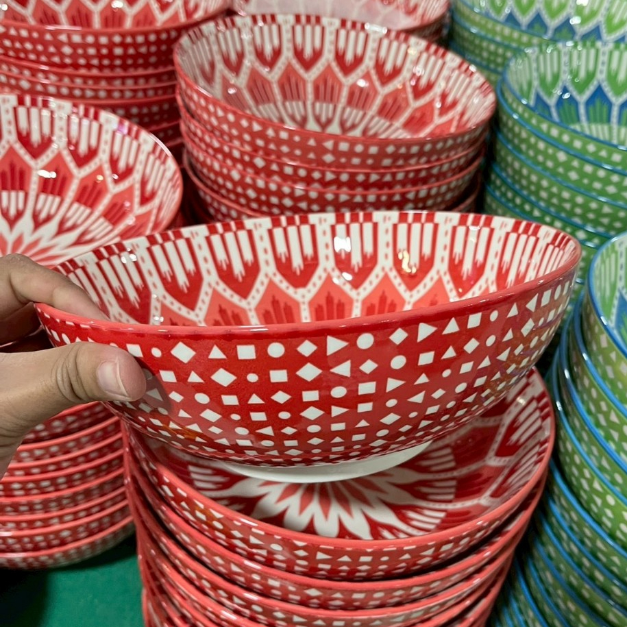 ถ้วยชามเซรามิค 9.5 นิ้ว ถ้วยมีหลายสีให้เลือก ถ้วยสวยๆ ถ้วยชามราคาถูก ถ้วยยกโหล เข้าไมโครเวฟได้