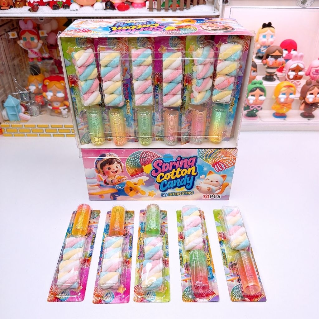 มาชเมลโล่หมีพาสเทล และ ตัวปั๊มของเล่น ( 1 กล่อง 30 ชิ้น )