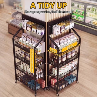 ชั้นวางสินค้า มีล้อ 3/4/5 ชั้น ชั้นโชว์สินค้า ชั้นวางมินิมาร์ท วางขนม เครื่องดื่ม แข็งแรง เคลื่อนย้ายสะดวก
