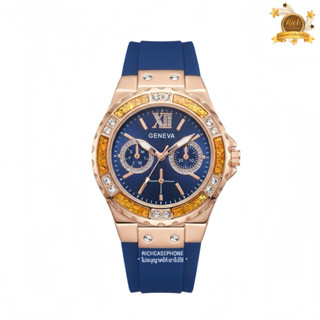 นาฬิกา GENEVA - เจนีวา แท้ รหัส GG152 หน้าปัดล้อมคริสตัล หมุ…