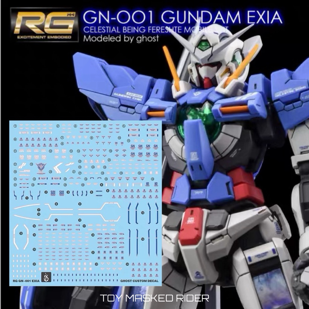 🟦ดีคอลน้ำ GHOST RG DECAL RG 1/144 GN-OO1 GUNDAM EXIA เรืองแสงแบล็คไลท์