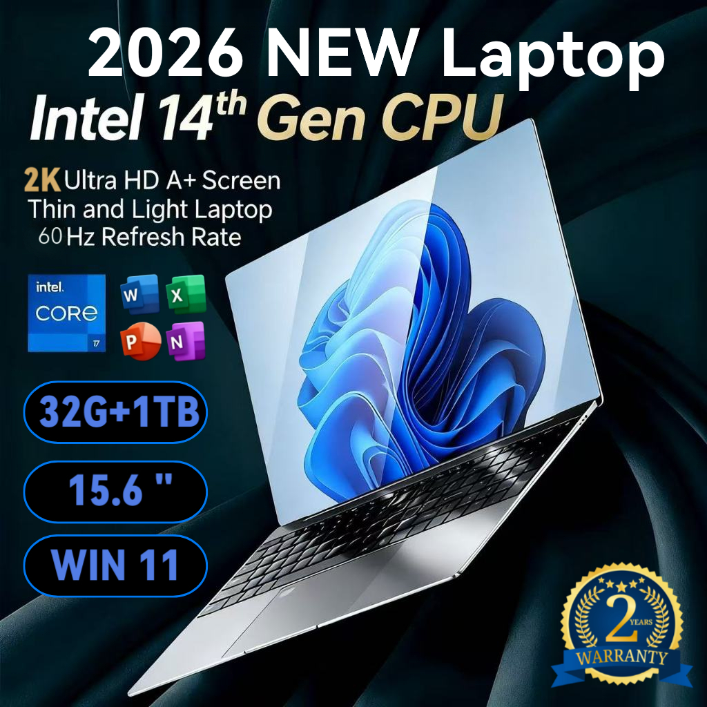 โน๊ตบุ๊คแท้ Intel i7 Win11 RAM 16GB SSD 1TB หน่วยความจำขนาดใหญ่ 15.6 นิ้ว รับประกัน 2 ปี ส่งฟรี COD