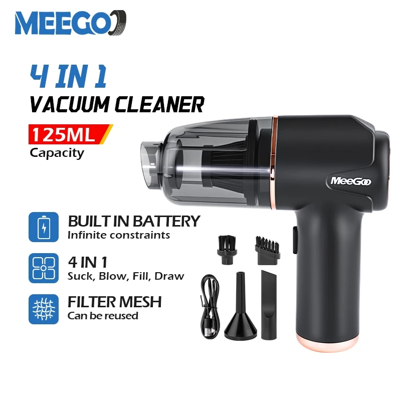 MeeGoo เครื่องดูดฝุ่นในรถไร้สาย ที่ดูดฦุ่นเล็ก 9000pa เครื่องเป่าลมไร้สาย For ทำความสะอาดรถยนต์ บ้าน