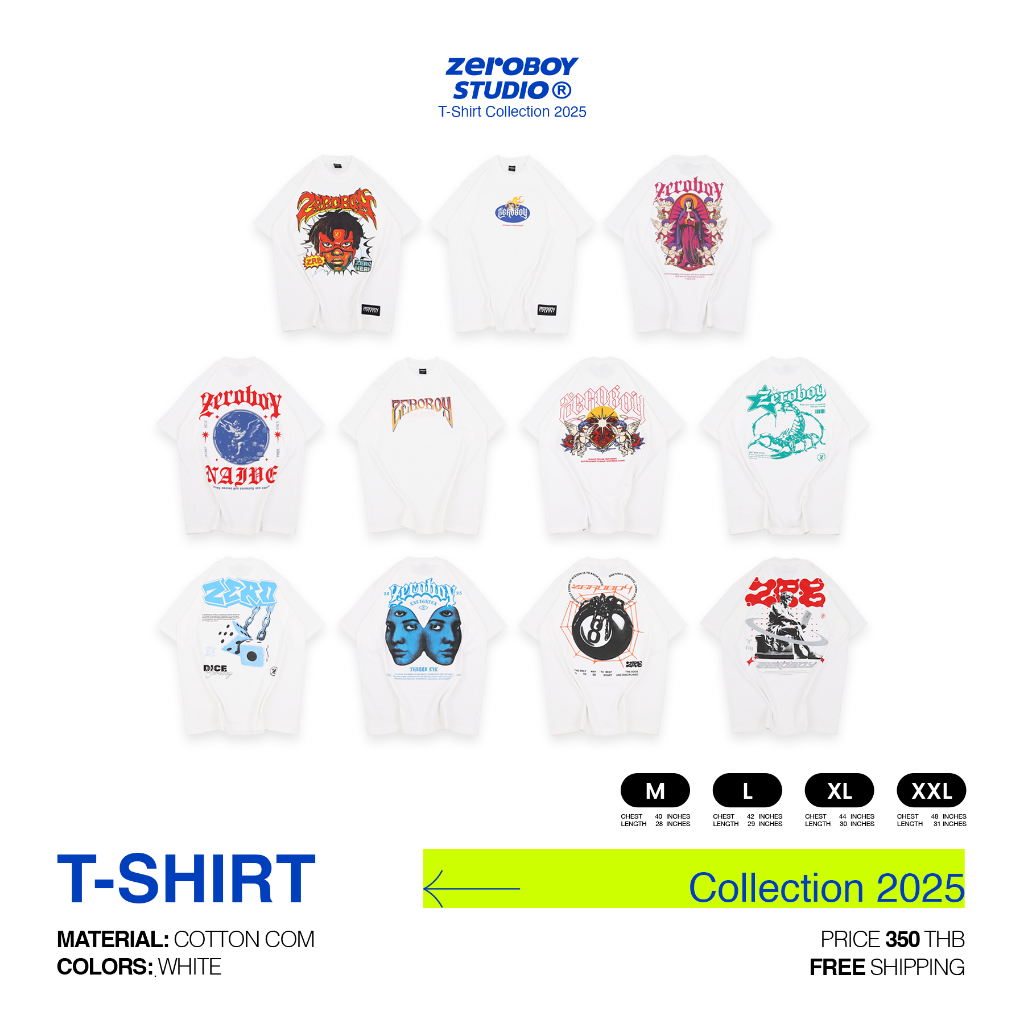 ZEROBOY -T-Shirt Collection เสื้อยืดสกรีน (สีขาว)
