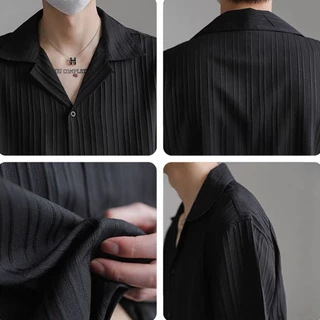 เสื้อเชิ้ตคอปกสไตล์เกาหลีทันสมัย ​​ใส่ได้ทั้งชายและหญิง เสื้อสีพื้นเรียบๆ มีสไตล์ เสื้อเชิ้ตสีดำขาวสำหรับผู้ชาย【COD】