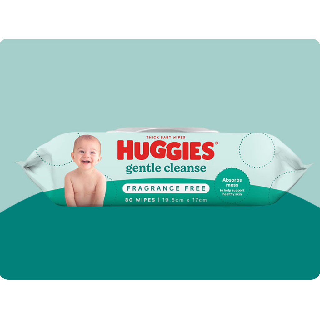 ทิชชู่เปียกจากนำเข้าออสเตรเลีย ลายหมีโคอาล่า หนา นุ่ม (80แผ่น)-Huggies Gentle Cleanse Fragrance Free
