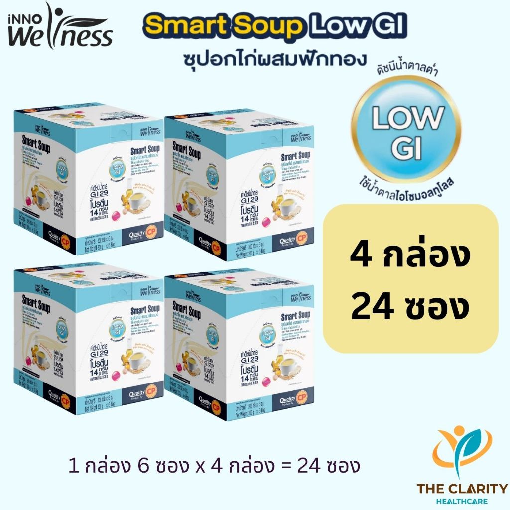 ชุด 4 กล่อง ล็อตอายุยาว Smart Soup Low GI สมารทซุป ยกกล่อง 6 ซอง อาหารทางการแพทย์สำหรับผู้ป่วยเบาหวาน เก็บเงินปลายทางได้