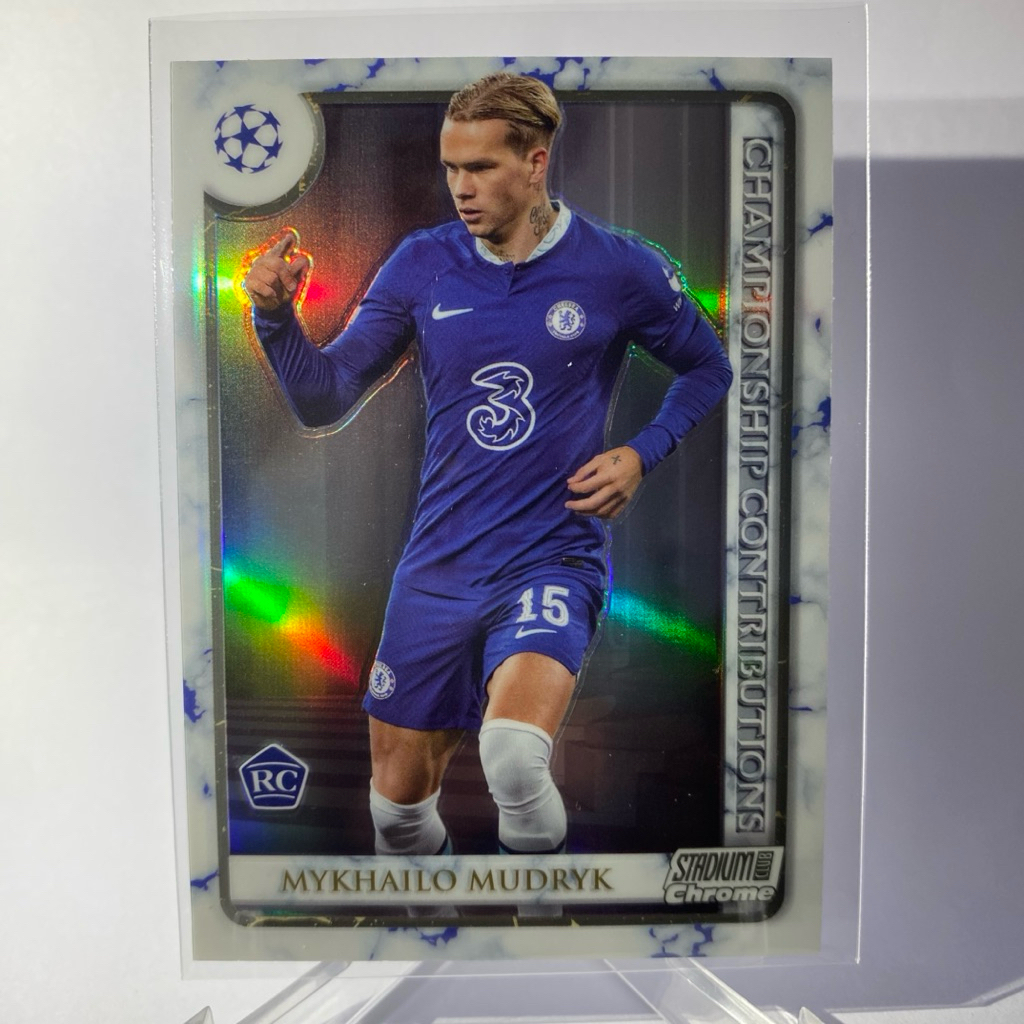การ์ดนักฟุตบอล MYKHAILO MUDRYK, RC, CHELSEA, TOPPS STADIUM CHROME 2023