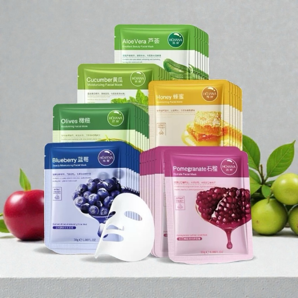 (ของแท้)HCHANA Natural Extract Facial Mask มาส์กหน้าเอสเซนส์เข้มข้น จากผลไม้แท้ ผิวเนียนนุ่ม