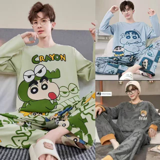 🧸[ราคาถูกที่สุด]ชุดนอนผู้ชาย เสื้อยืดการ์ตูน + กางเกง 16 รูปแบบ M-4XL