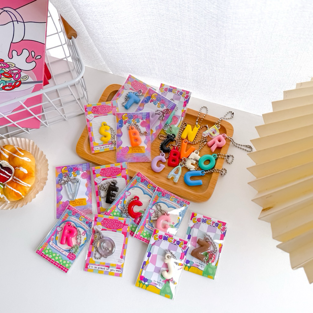 พวงกุญแจตัวอักษรคละสี+การ์ด ของขวัญปัจฉิม ของขวัญให้เพื่อน Giveaway ของDIY - รูปที่ 5