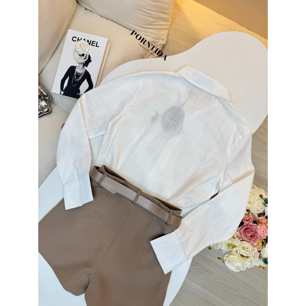 Porntida Set เสื้อเชิ้ต+กางเกงขาสั้น มีเข็มขัด - รูปที่ 6