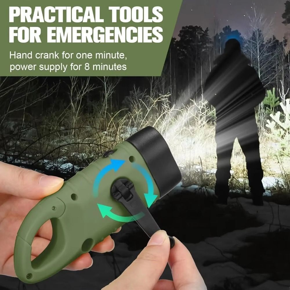 ไฟฉายพลังงานแสงอาทิตย์แบบมือหมุน LED Dynamo ชาร์จไฟได้ ไฟฉายทรงพลังกันน้ำได้ สำรองฉุกเฉินในกรณีภัยพิบัติ - รูปที่ 2