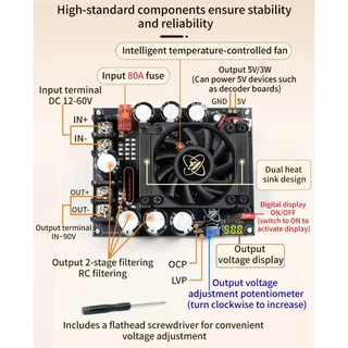 XINYI BS750 BS1500 BS3000 มอดูลแปลงแรงดัน 900W/1500W/3000W สำหรับแอมป์เสียง ปรับได้ กำลังเต็ม ลมน้อย