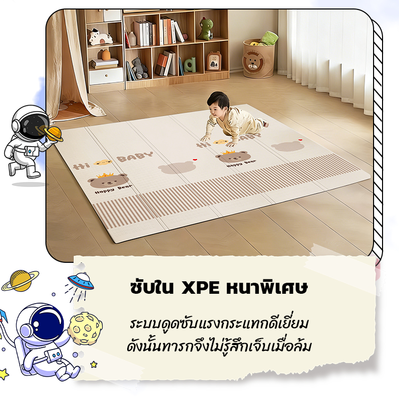 เบาะรองคลาน หนา 2cm แผ่นรองคลาน XPE เสื่อรองคลาน รุ่นใหม่​ ปลอดภัย ปลอดสารพิษ พับได้ พร้อมกระเป๋ 180x150/200x180 ซม รูปที่ 2