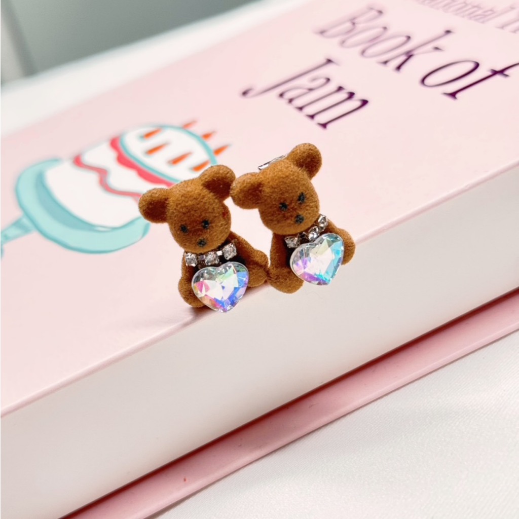 พร้อมส่ง! ราคา/ชิ้น Baby Bear กิ๊บหมีประดับคริสตัลหัวใจสุดคิ้วท์ ขนาดเล็ก เนื้องานเกาหลี พรีเมี่ยม คุณภาพดี